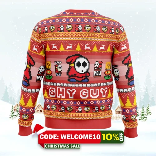 shy guy super mario bros ugly christmas sweater 2
