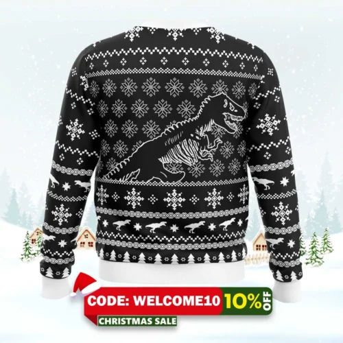 skeleton christmas jurassic park ugly christmas sweater 2