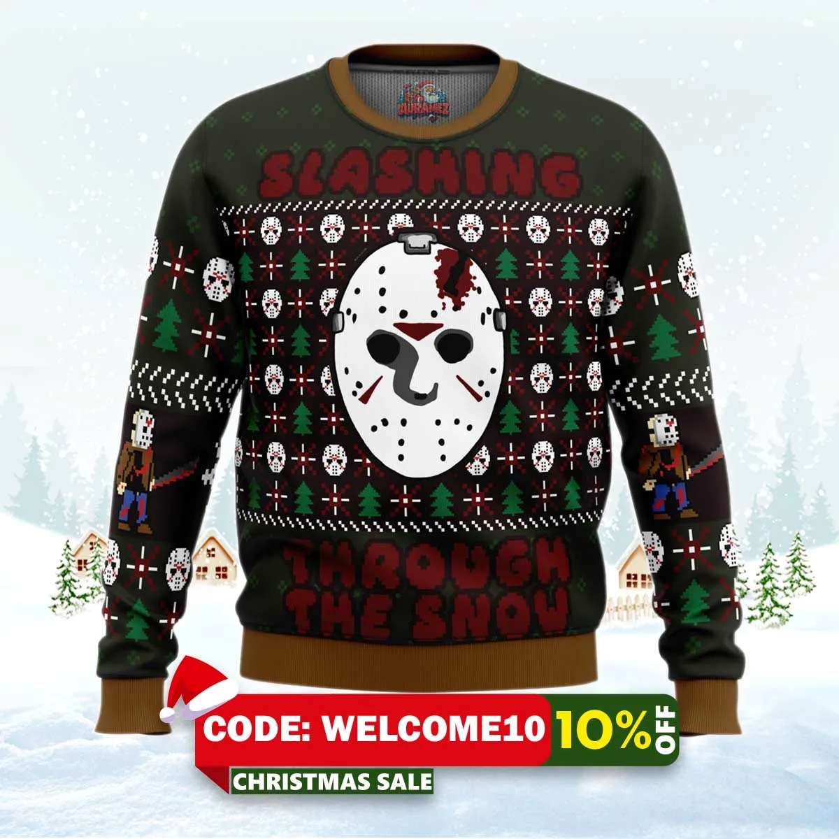 slashing through the snow jason voorhees ugly christmas sweater 1 slashing through the snow jason voorhees ugly christmas sweater 1