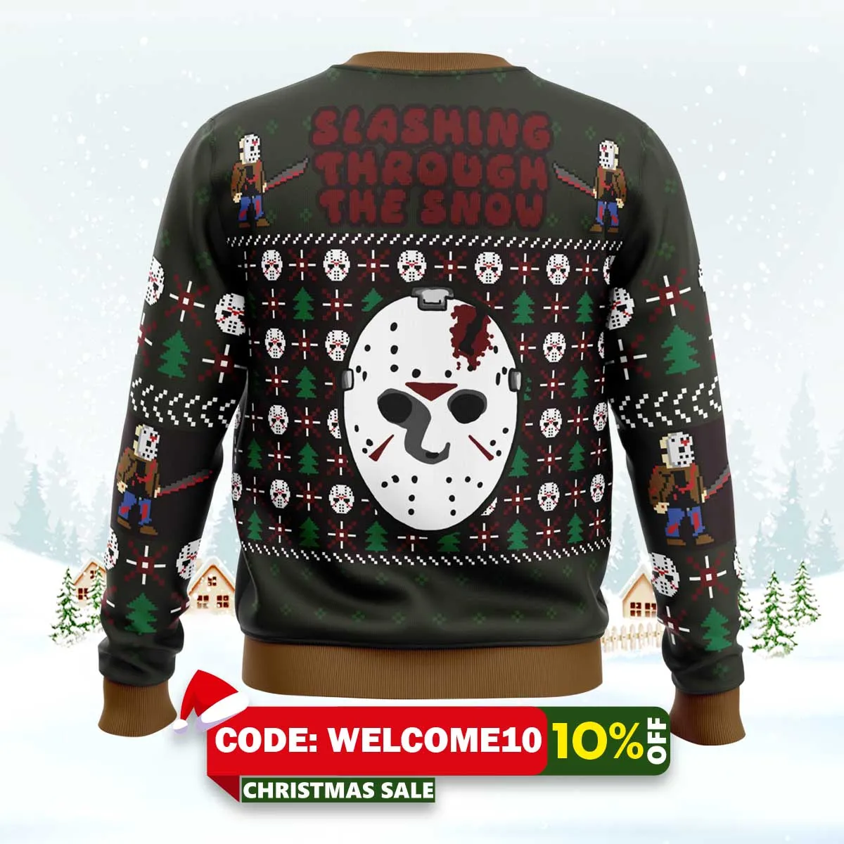 slashing through the snow jason voorhees ugly christmas sweater 2 slashing through the snow jason voorhees ugly christmas sweater 2
