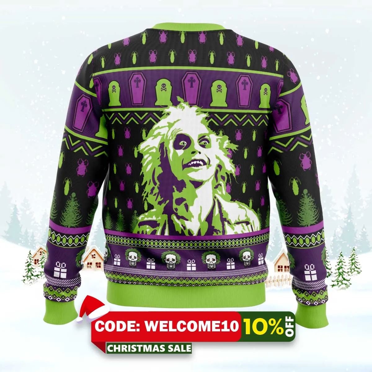 smile beetlejuice ugly christmas sweater 2 smile beetlejuice ugly christmas sweater 2