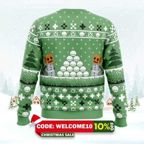 snow golem minecraft ugly christmas sweater 2