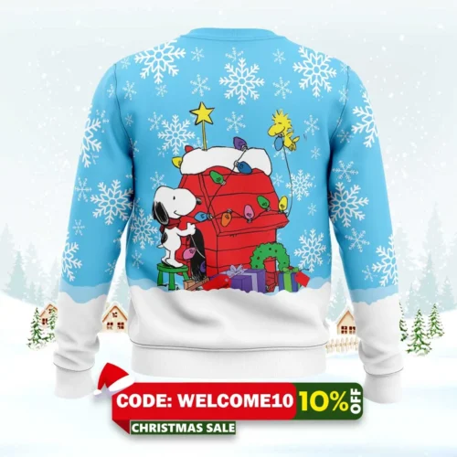 snowy christmas snoopy ugly christmas sweater 2