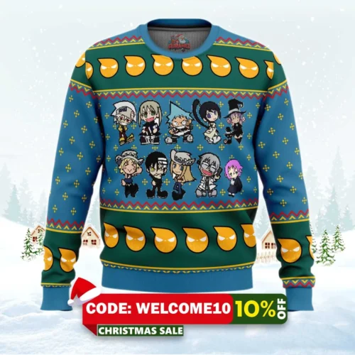 soul eater chibi ugly christmas sweater 1