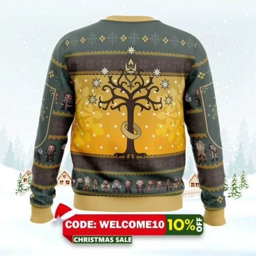 spend christmas in fellowship the lord of the rings ugly christmas sweater 2