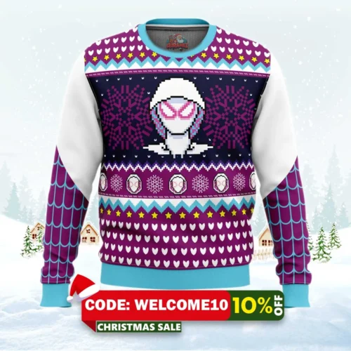 spider gwen spider verse spiderman marvel ugly christmas sweater 1