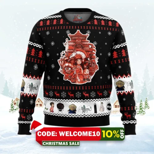 spirited away anime studio ghibli ugly christmas sweater 1