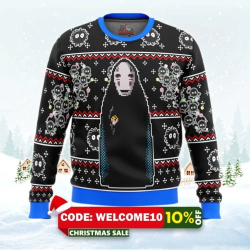 spirited away no face ugly christmas sweater 1