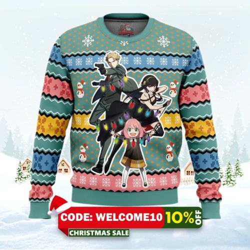 spy xmas family spy x family ugly christmas sweater 1