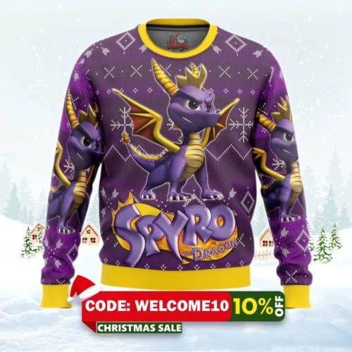 spyro the dragon ugly christmas sweater 1