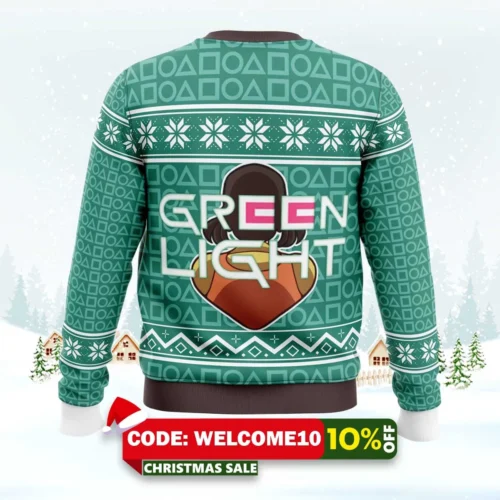 squid game red light green light doll ugly christmas sweater 2