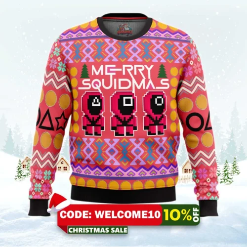 squid game squidmas ugly christmas sweater 1