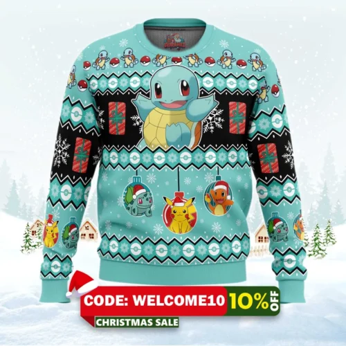 squirtle i choose you pokemon ugly christmas sweater 1