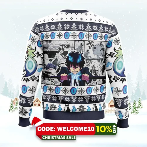 straight outta gehenna blue exorcist ugly christmas sweater 2