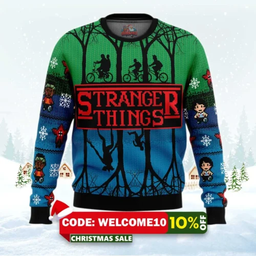 stranger things holiday ugly christmas sweater 1
