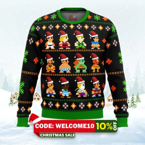 street fighter classic collection ugly christmas sweater 1