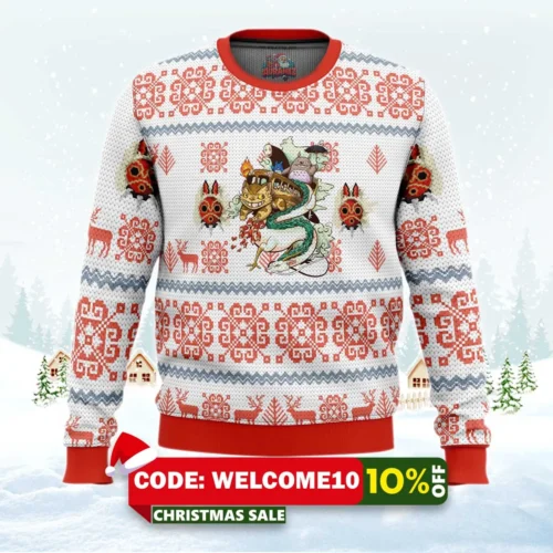 studio ghibli light ugly christmas sweater 1