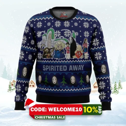 studio ghibli spirited away squad ugly christmas sweater 1