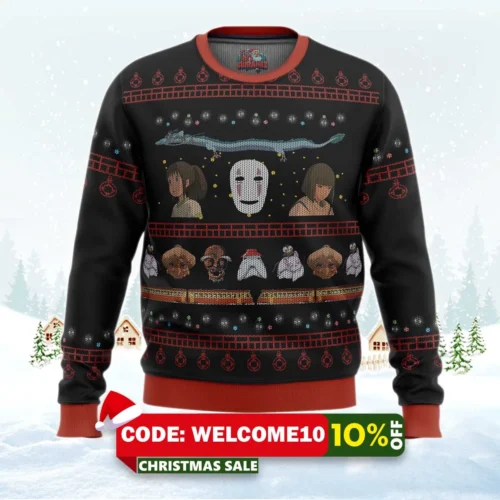 studio ghibli spirited ugly christmas sweater 1