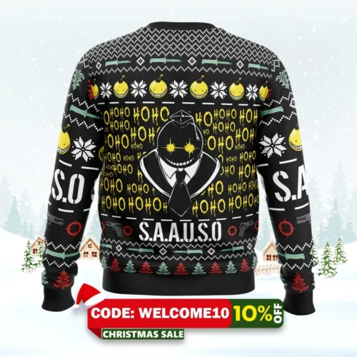 study hard shoot well assassination classroom ugly christmas sweater 2