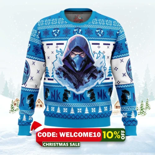 sub zero mortal kombat ugly christmas sweater 1