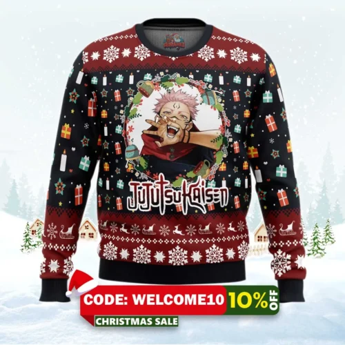 sukuna christmas jujutsu kaisen ugly christmas sweater 1