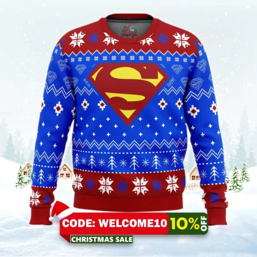 super heroes superman christmas ugly christmas sweater 1