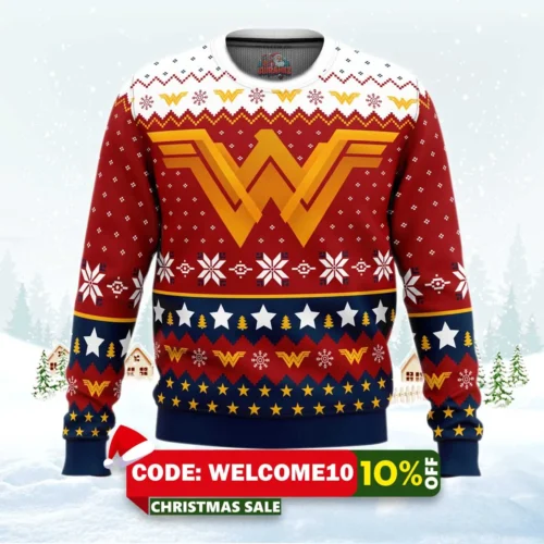 super heroes wonder woman christmas ugly christmas sweater 1