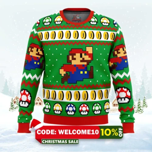 super mario jump ugly christmas sweater 1