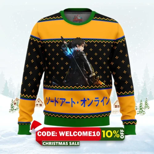 sword art online beater ugly christmas sweater 1