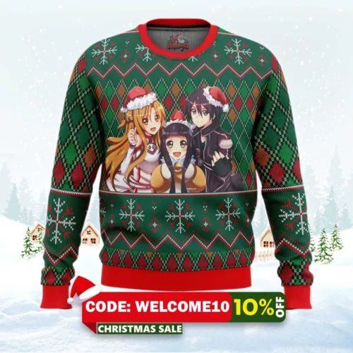 sword art online ugly christmas sweater 1