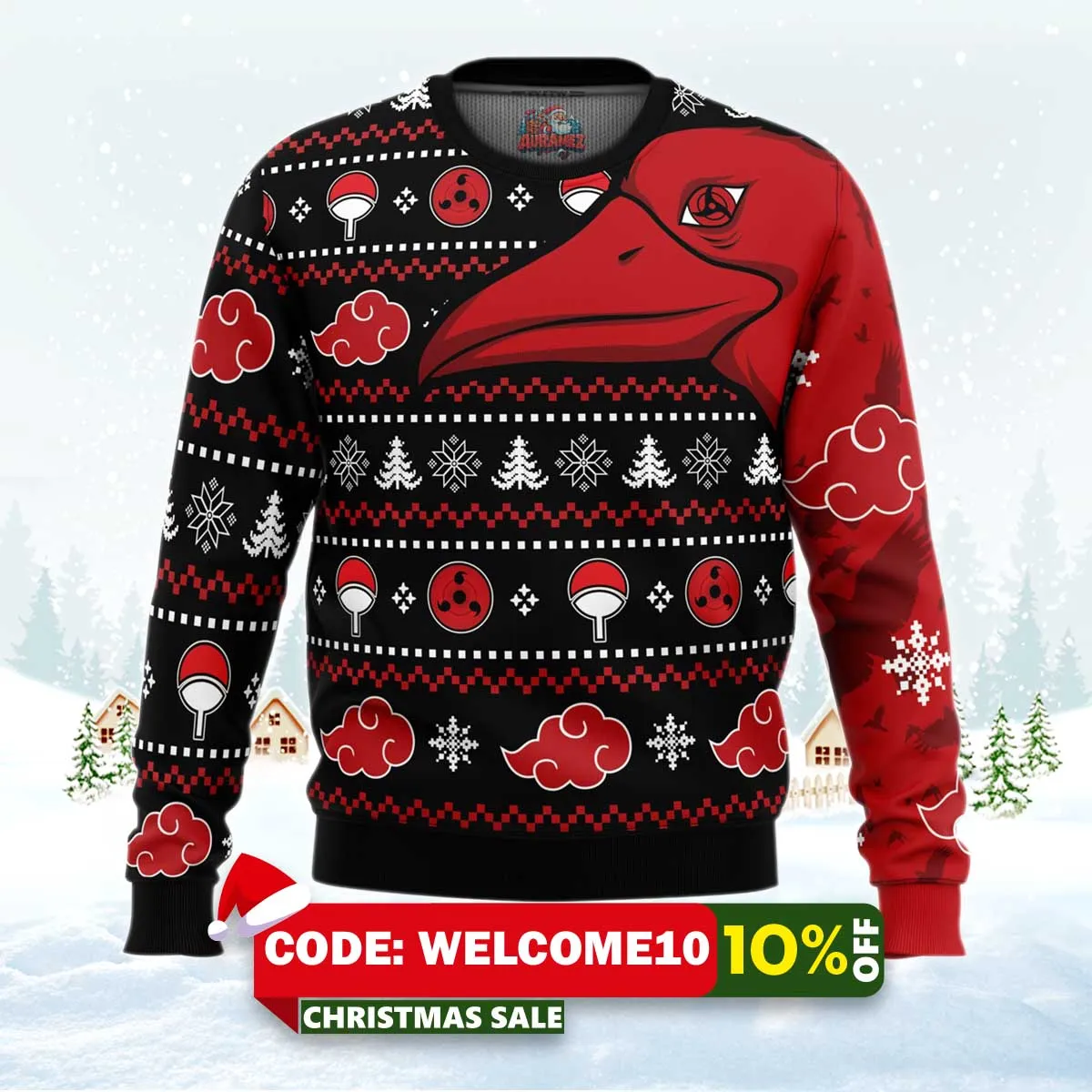 symbolic crows akatsuki itachi naruto ugly christmas sweater 1 symbolic crows akatsuki itachi naruto ugly christmas sweater 1