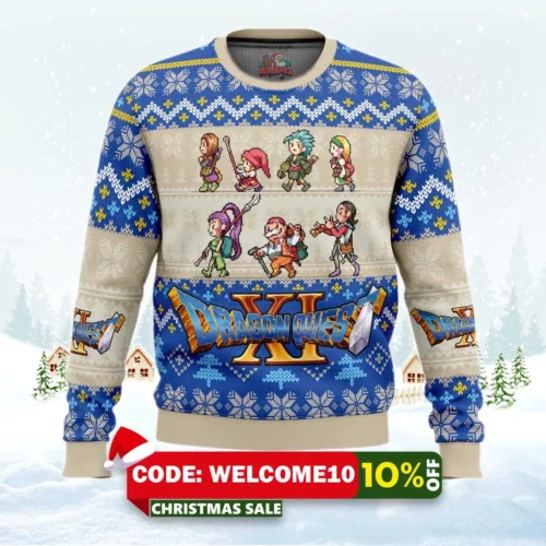 team quest dragon quest ugly christmas sweater 1