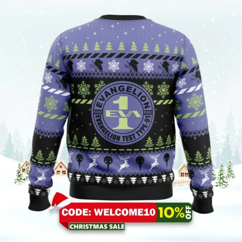 Test Type Eva 01 Neon Genesis Ugly Christmas Sweater 1 test type eva 01 neon genesis ugly christmas sweater 2