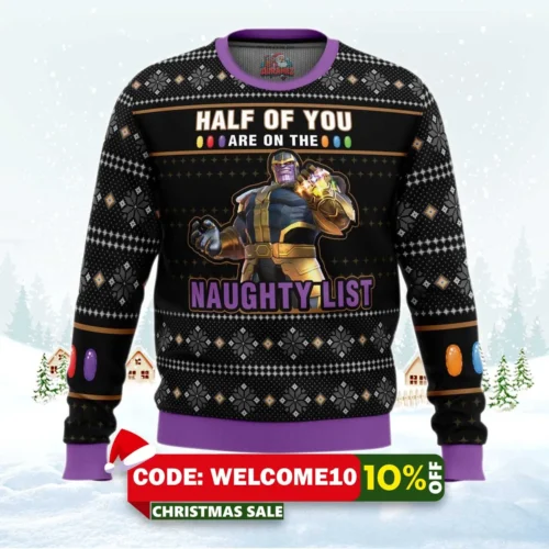 thanos naughty list ugly christmas sweater 1