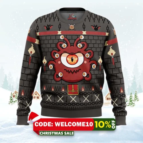 the beholder dungeons and dragons ugly christmas sweater 1