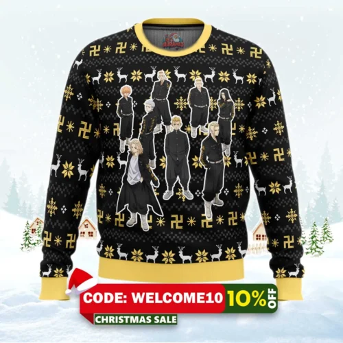 the buddhist symbol tokyo revengers ugly christmas sweater 1