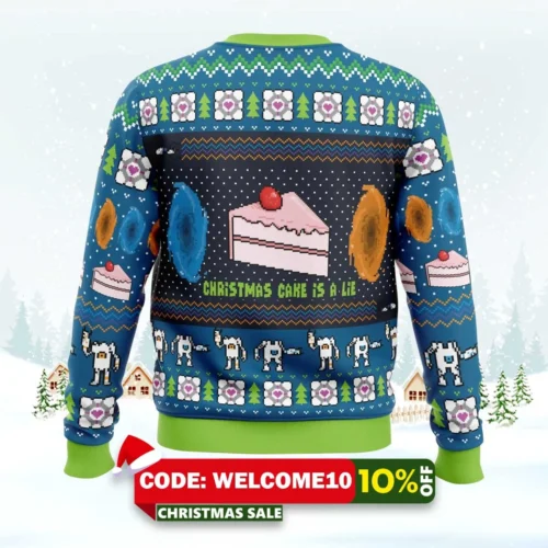 the christmas cake is a lie portal 2 ugly christmas sweater 2