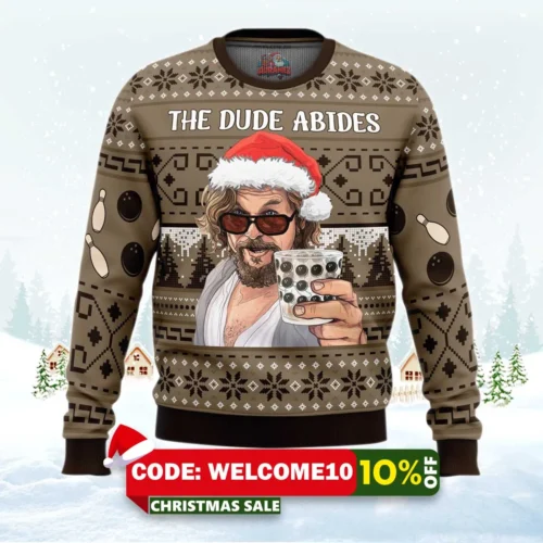 the dude abides the big lebowski ugly christmas sweater 1