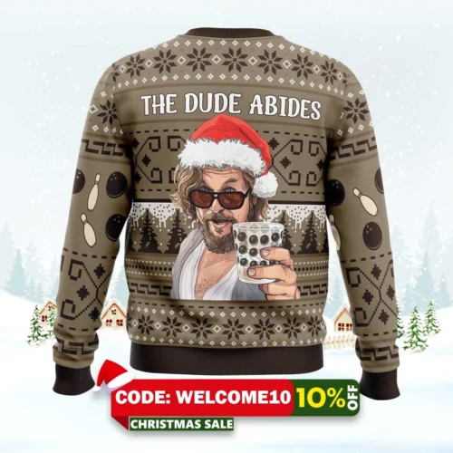 the dude abides the big lebowski ugly christmas sweater 2