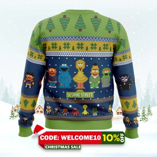 the main characters on sesame street ugly christmas sweater 2