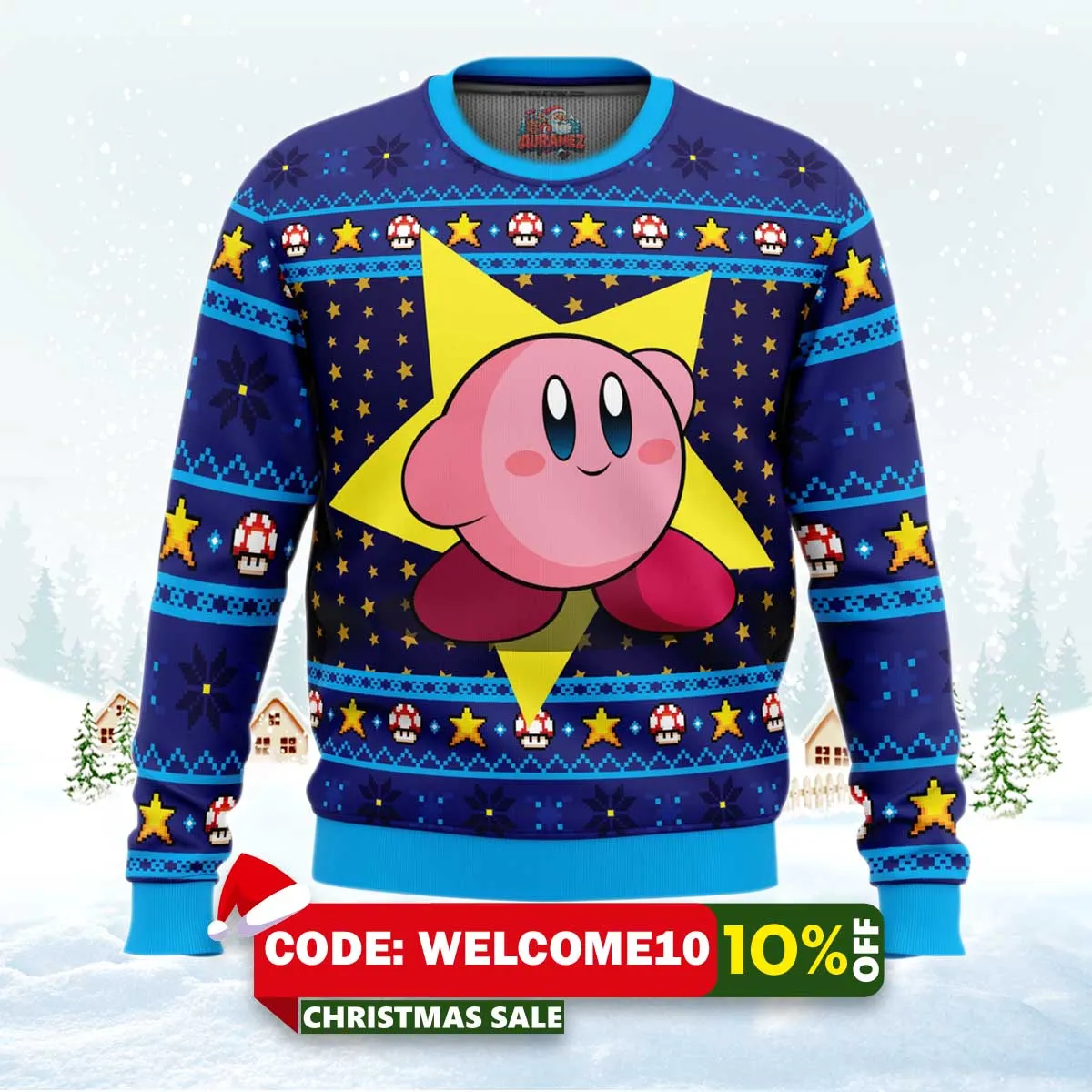the pink hero kirby's dream land ugly christmas sweater 1 the pink hero kirby's dream land ugly christmas sweater 1
