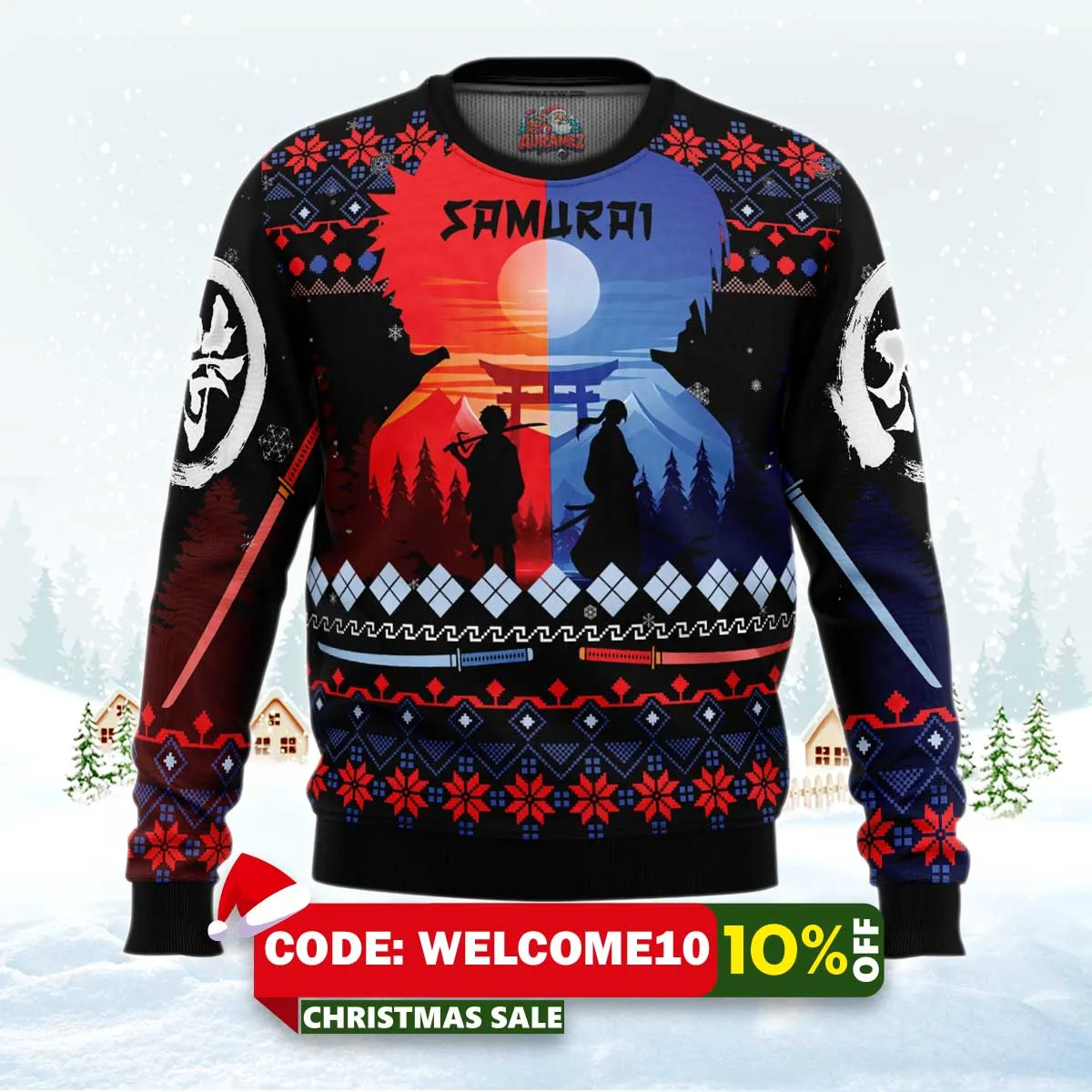 the samurai dou samurai champloo ugly christmas sweater 1 the samurai dou samurai champloo ugly christmas sweater 1