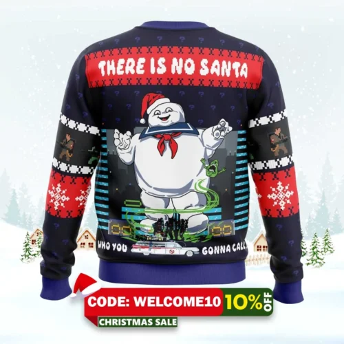 There Is No Santa Ghostbusters Ugly Christmas Sweater 1 there is no santa ghostbusters ugly christmas sweater 2