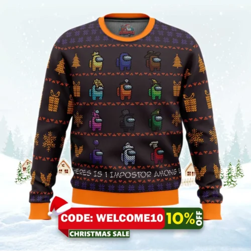 there is one impostor among us ugly christmas sweater 1