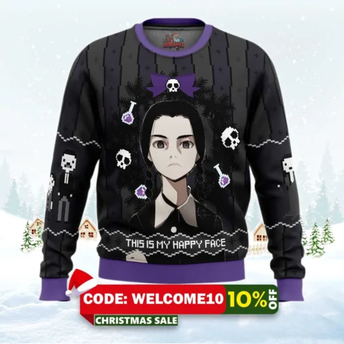 this is my happy face wednesday addams ugly christmas sweater 1