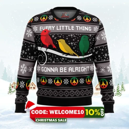 three little birds bob marley ugly christmas sweater 1