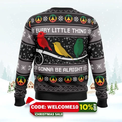 three little birds bob marley ugly christmas sweater 2