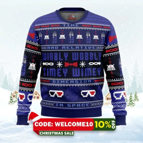 timey wimey doctor who ugly christmas sweater 1
