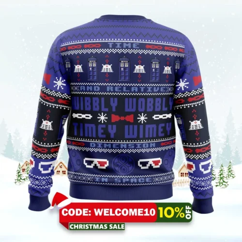 timey wimey doctor who ugly christmas sweater 2